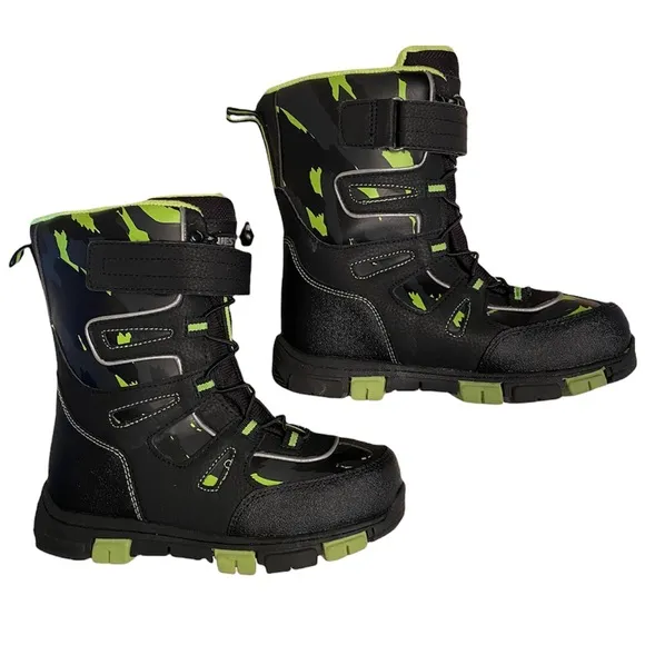 Boys Snow Boots Quest Menace Boys Snow Boot Black Green