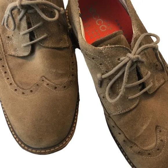 Men Ecco Biom Natural Motion Casual Tan Suede Lace Up Oxford Shoes‎ Size 43 (10)
