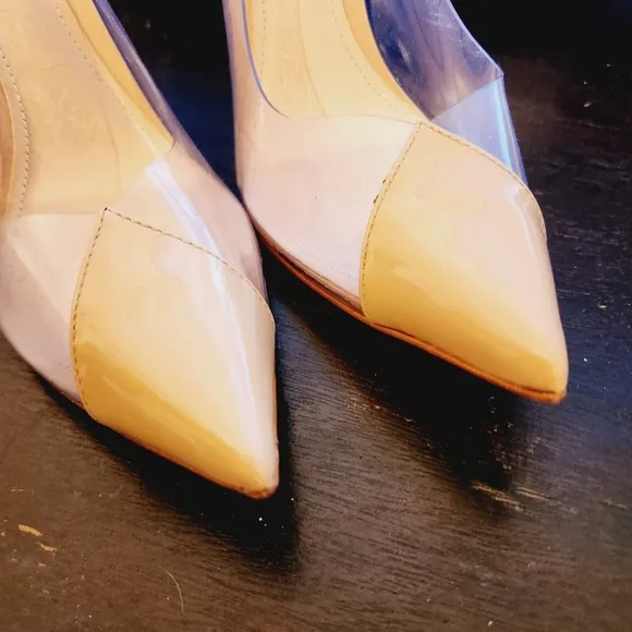 SCHUTZ nude transparent high heel pumps size 8.5 slip on shoes